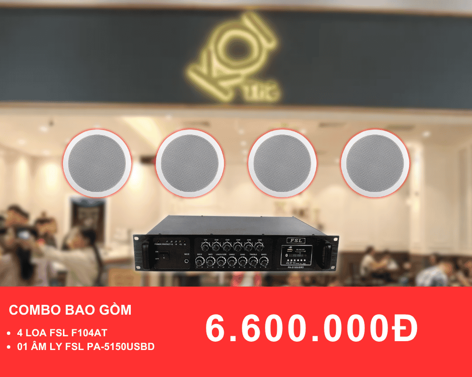 Loa am tran FSL F104AT cho quan tra sua dien tich 50 100m2