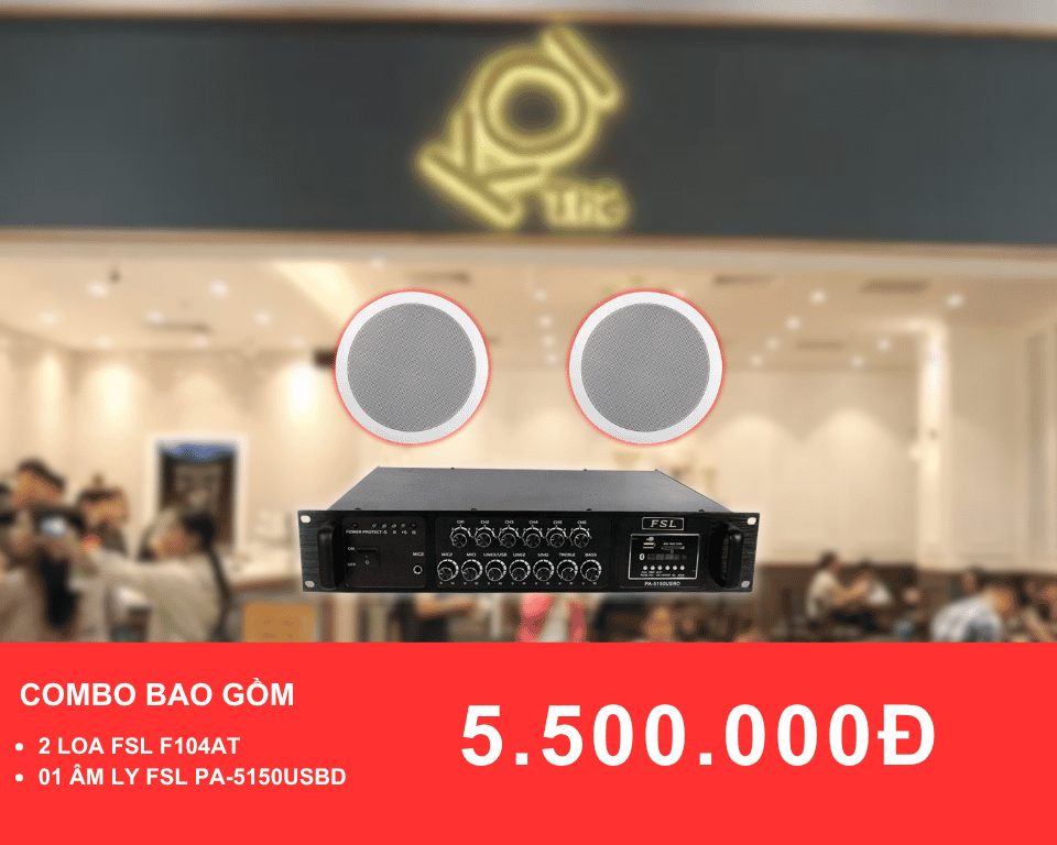 Loa am tran FSL F104AT cho quan tra sua dien tich duoi 50m2