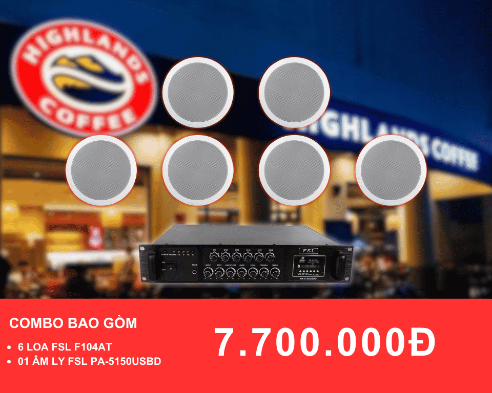 loa am tran FSL F104AT danh cho quan cafe dien tich 100 200m2