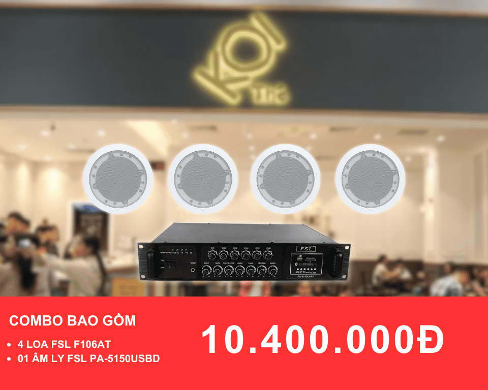 Loa am tran FSL F106AT cho quan tra sua dien tich 50 100m2