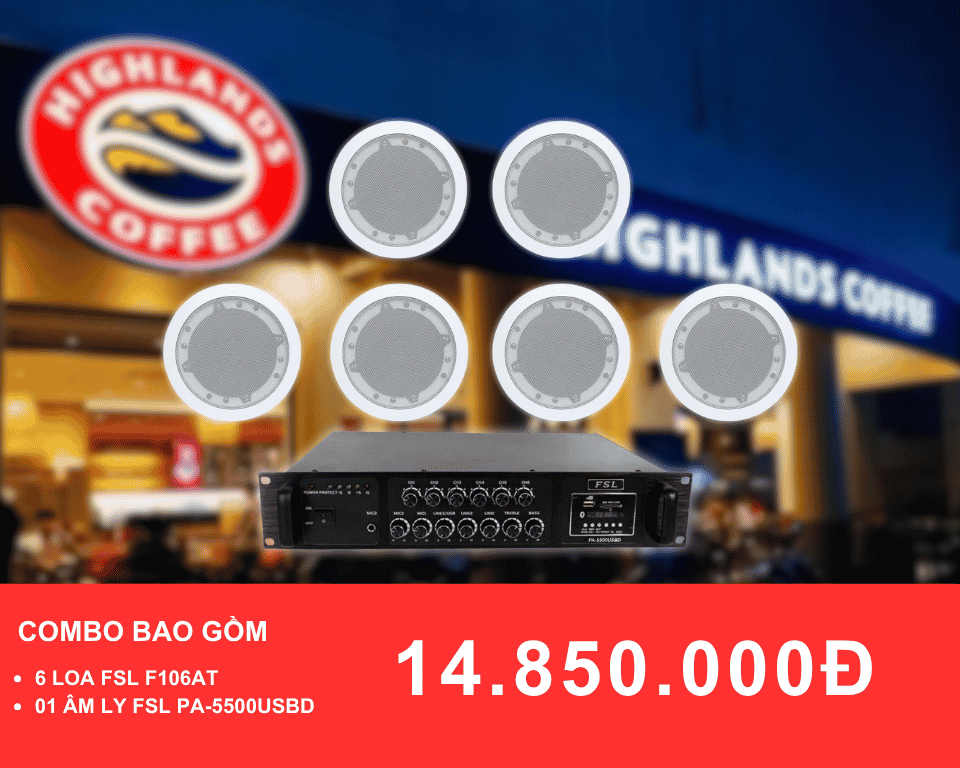 loa am tran FSL F106AT danh cho quan cafe dien tich 100 200m2