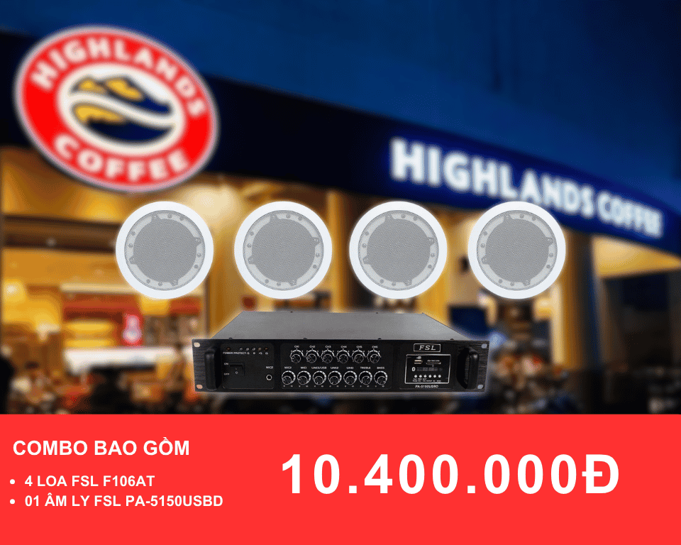 loa am tran FSL F106AT danh cho quan cafe dien tich 50 100m2