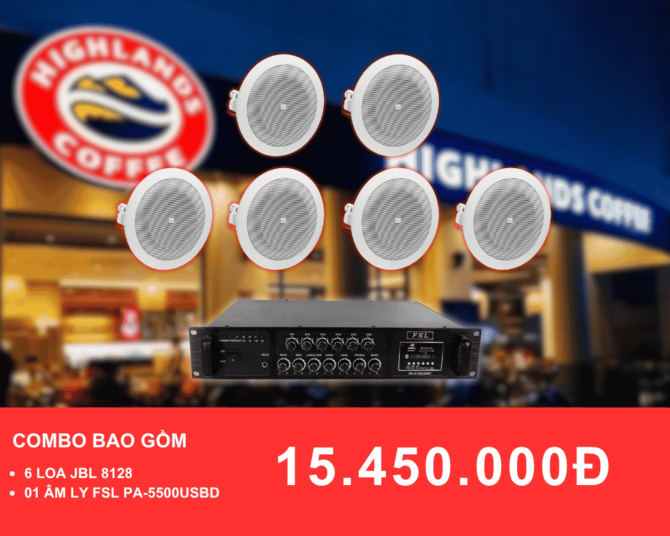 loa am tran JBL 8128 danh cho quan cafe dien tich 100 200m2