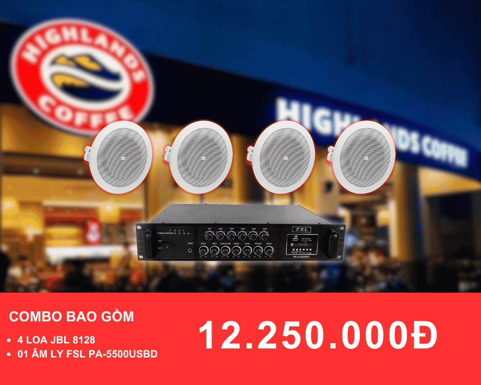 loa am tran JBL 8128 danh cho quan cafe dien tich 50 100m2