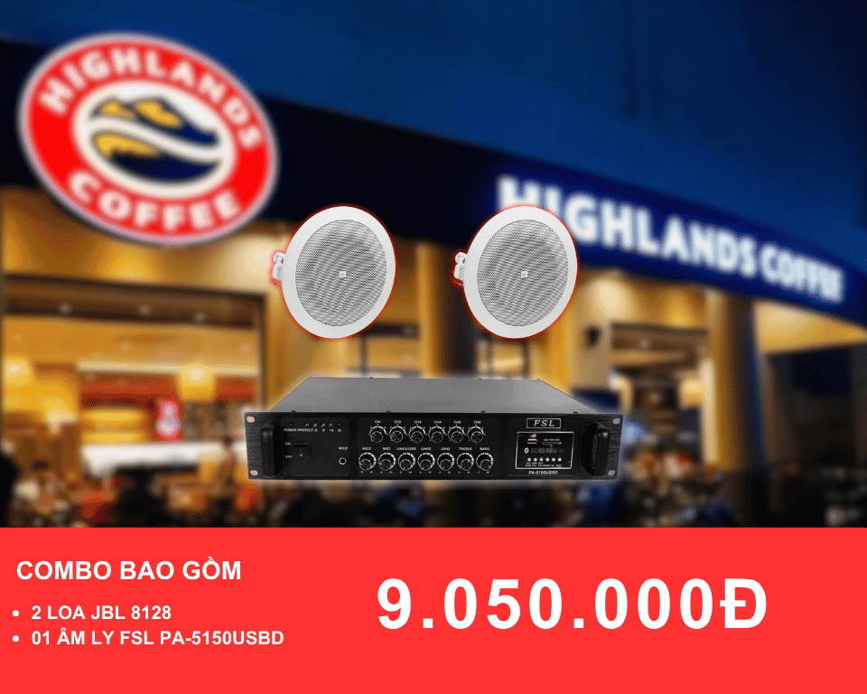 loa am tran JBL 8128 danh cho quan cafe dien tich duoi 50m2