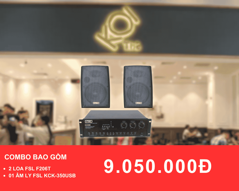 Loa treo tuong FSL F206T cho quan tra sua dien tich duoi 50m2
