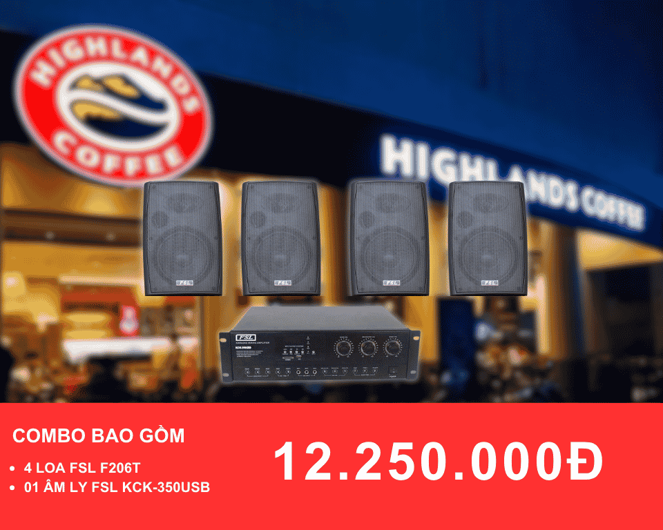 loa treo tuong FSL F206T danh cho quan cafe dien tich 50 100m2