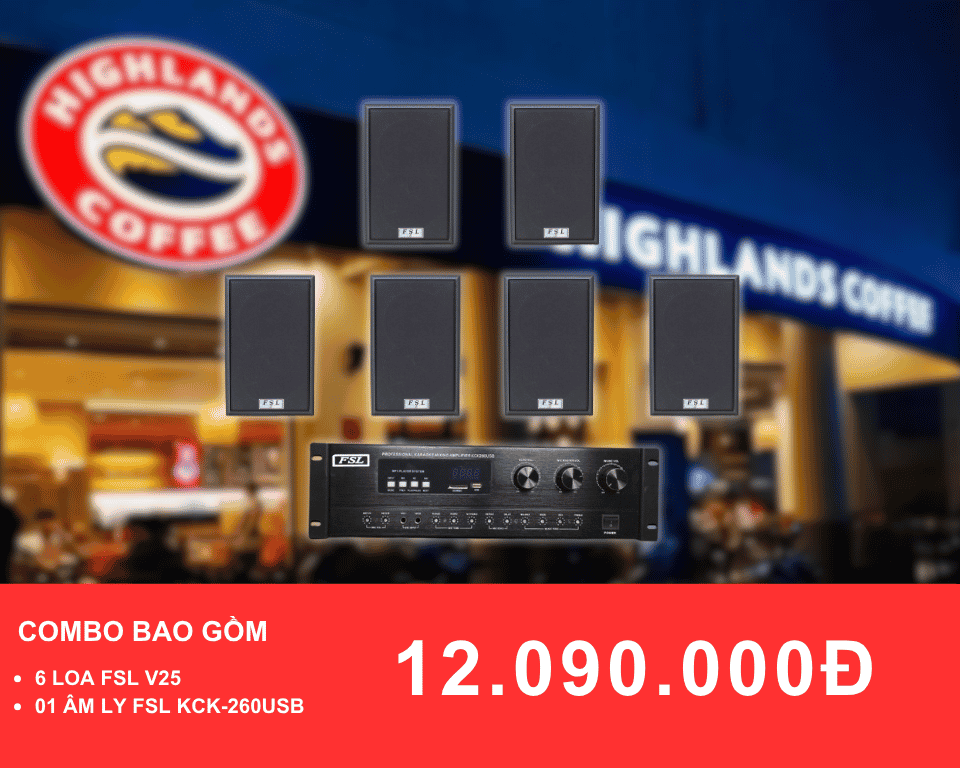 loa treo tuong FSL V25 danh cho quan cafe dien tich 100 200m2
