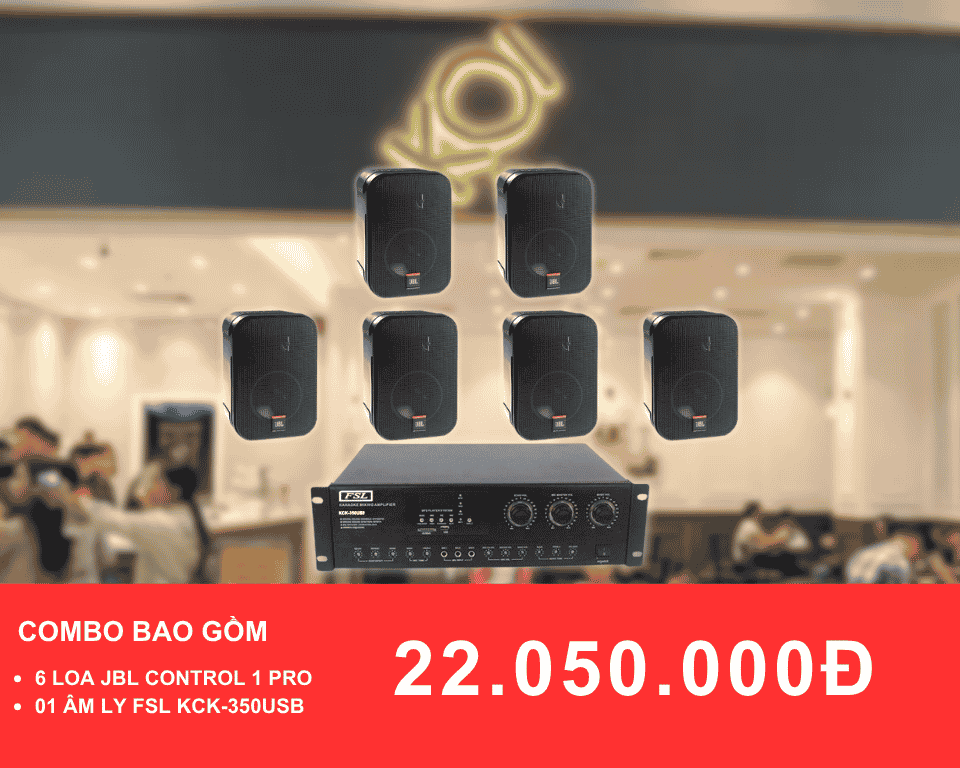 Loa treo tuong JBL Control 1 Pro cho quan tra sua dien tich 100 200m2