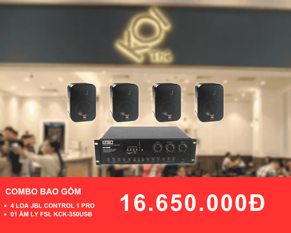 Loa treo tuong JBL Control 1 Pro cho quan tra sua dien tich 50 100m2