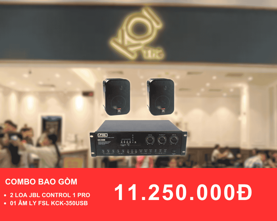 Loa treo tuong JBL Control 1 Pro cho quan tra sua dien tich duoi 50m2