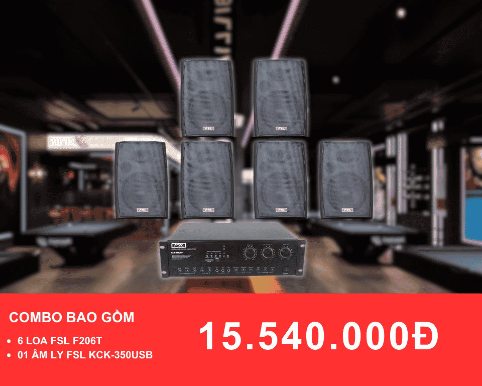 loa treo tuong FSL F206T cho quan bida 100 200m2