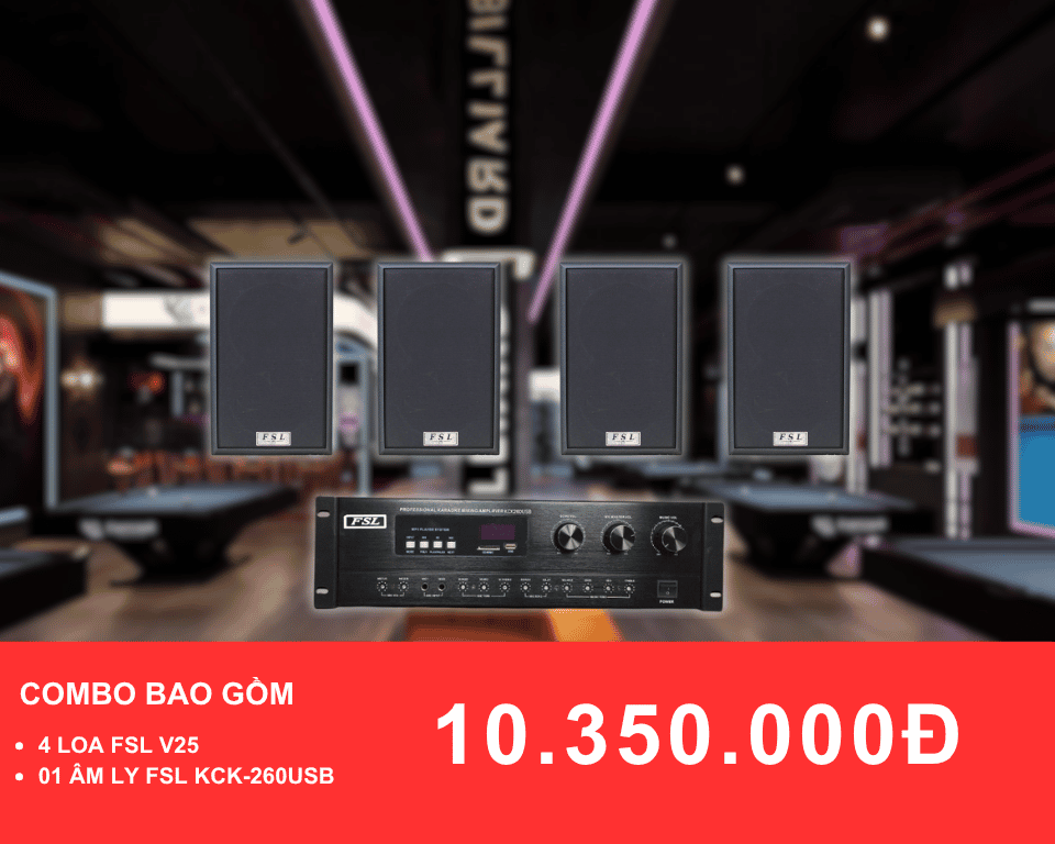 loa treo tuong FSL V25 cho quan bida duoi 100m2